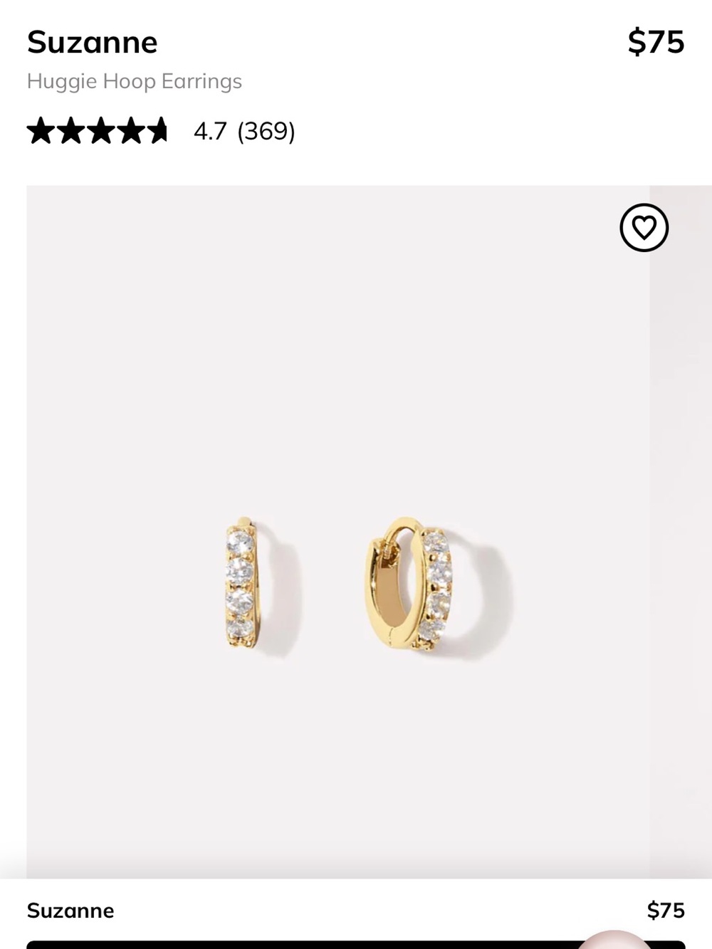Suzanne Gold Huggie Hoop Earrings with Clear Stones